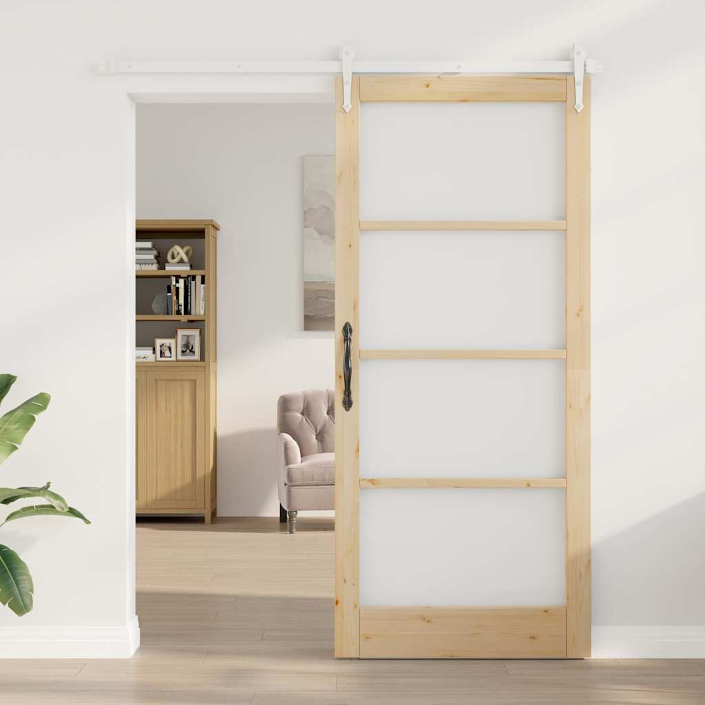 Porta Scorrevole Marrone 93 x 211 cm Legno e metallo