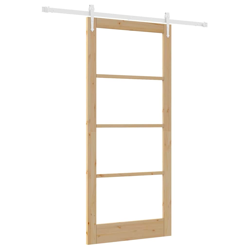 Porta Scorrevole Marrone 93 x 211 cm Legno e metallo
