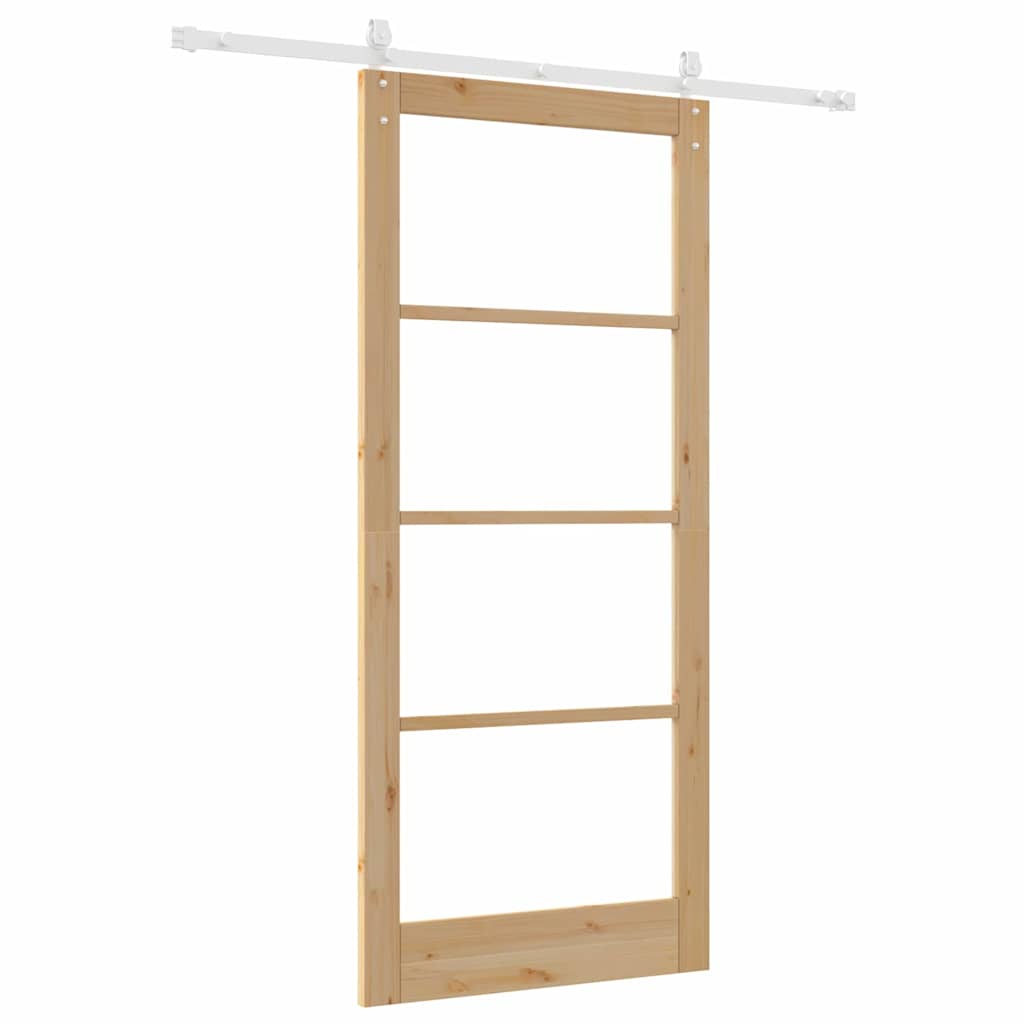Porta Scorrevole Marrone 93 x 211 cm Legno e metallo