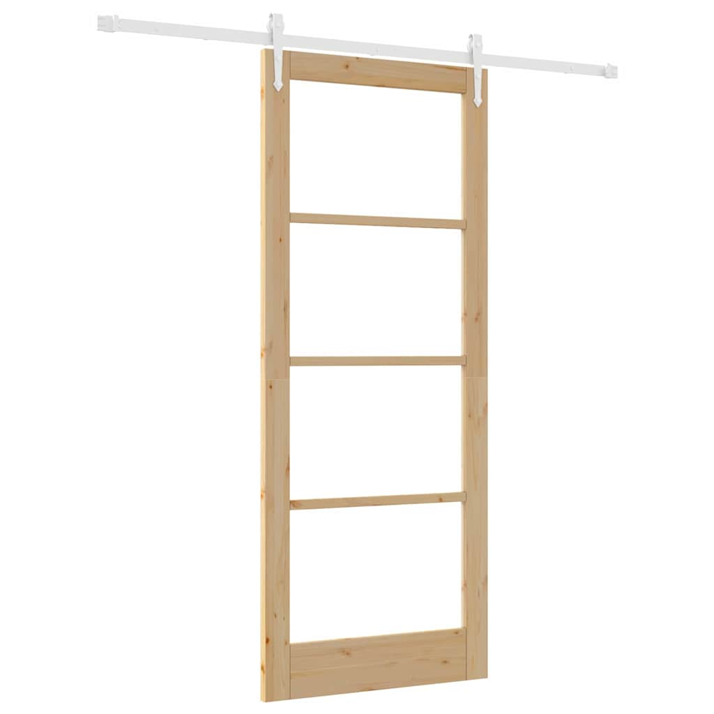 Porta Scorrevole Marrone 86 x 211 cm Legno e metallo