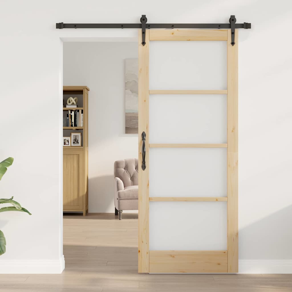 Porta Scorrevole ORKDAL Marrone 83 x 202 cm Legno e metallo