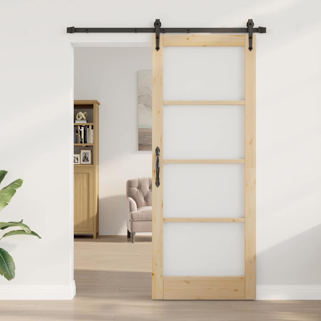 Porta Scorrevole ORKDAL Marrone 83 x 211 cm Legno e metallo