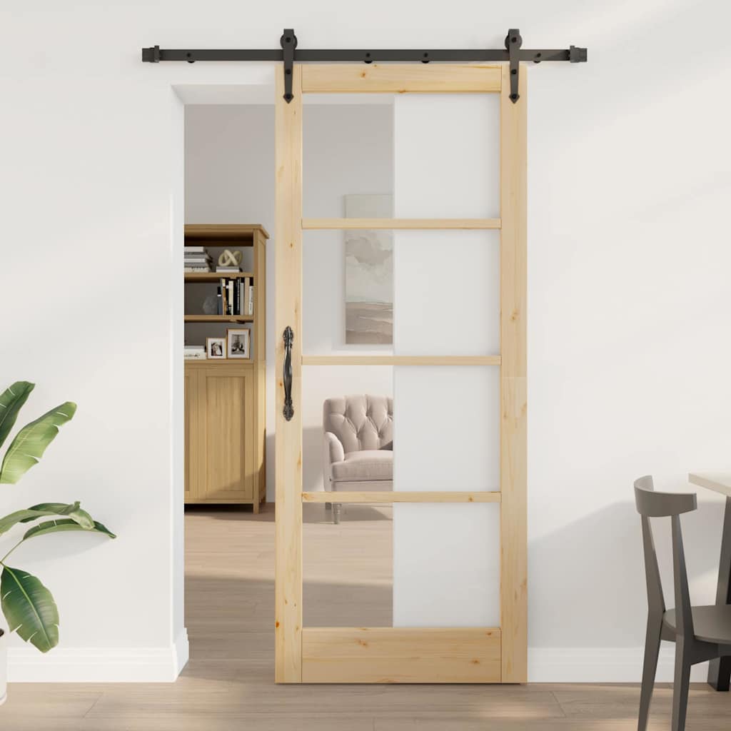 Porta Scorrevole ORKDAL Marrone 86 x 211 cm Legno e metallo