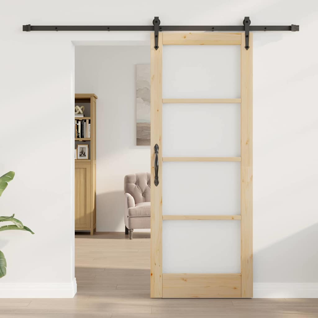 Porta Scorrevole ORKDAL Marrone 78 x 202 cm Legno e metallo