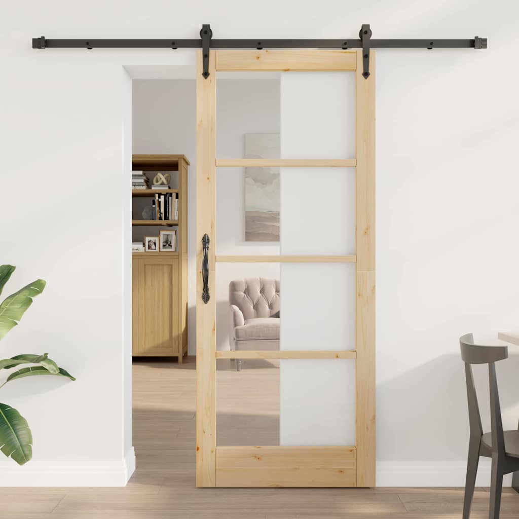 Porta Scorrevole ORKDAL Marrone 83 x 202 cm Legno e metallo