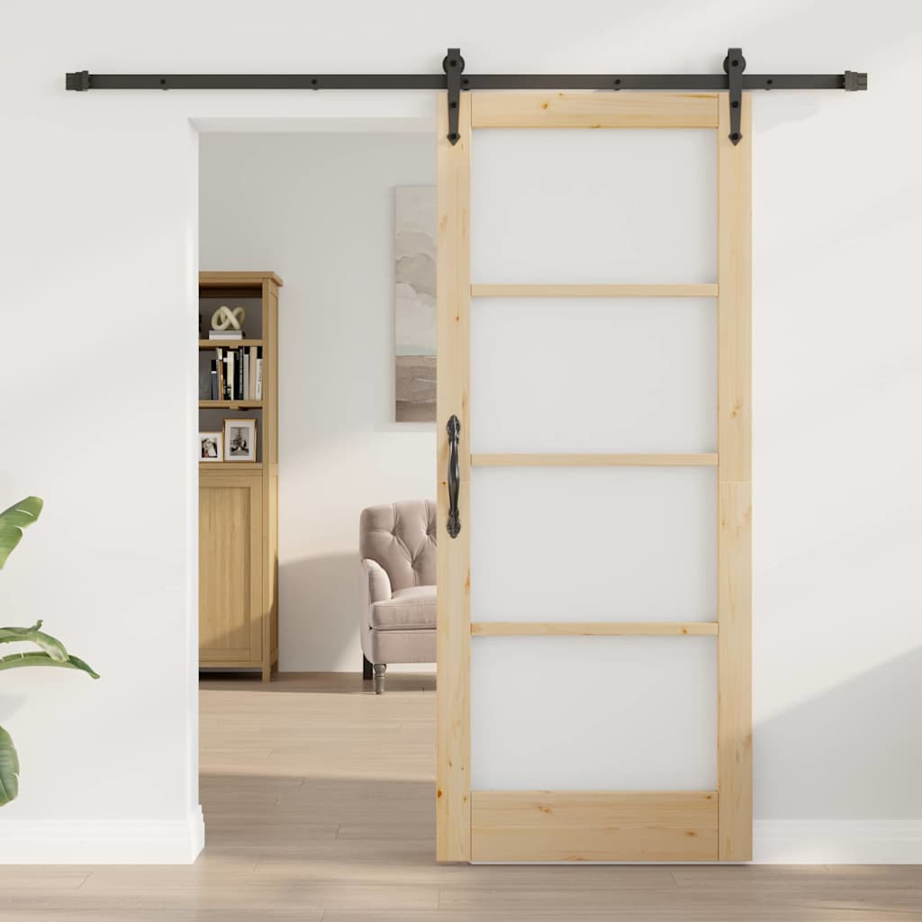 Porta Scorrevole ORKDAL Marrone 83 x 202 cm Legno e metallo
