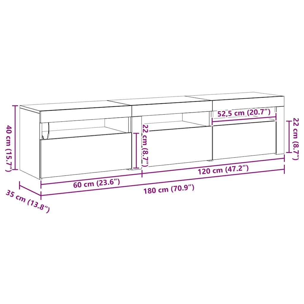 Mobile TV 2 pcs Rovere Nero 180 x 35 x 40 cm Legno multistrato