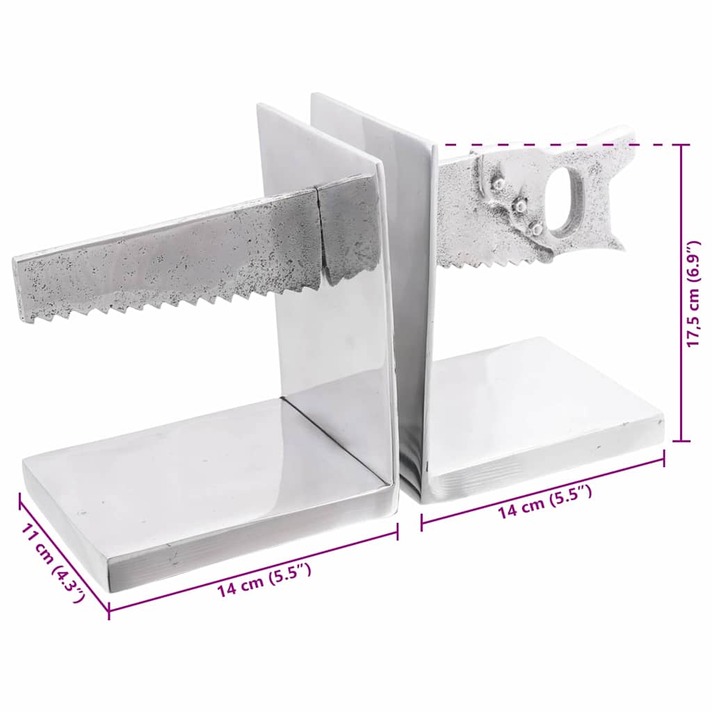Fermalibri 2 pcs Argento 11 x 14 x 17,5 cm Alluminio | homemem39