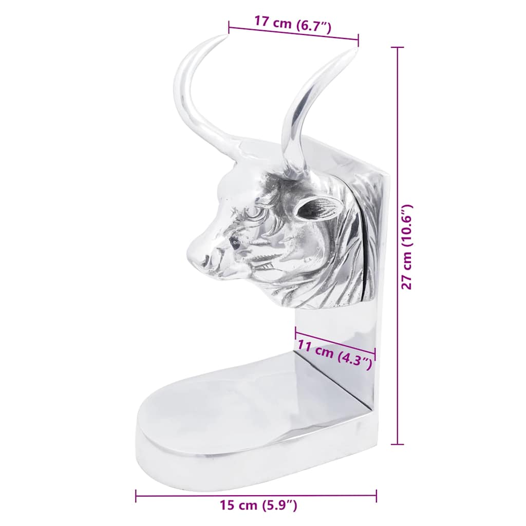 Fermalibri 2 pcs Argento 17 x 15 x 27 cm Alluminio | homemem39