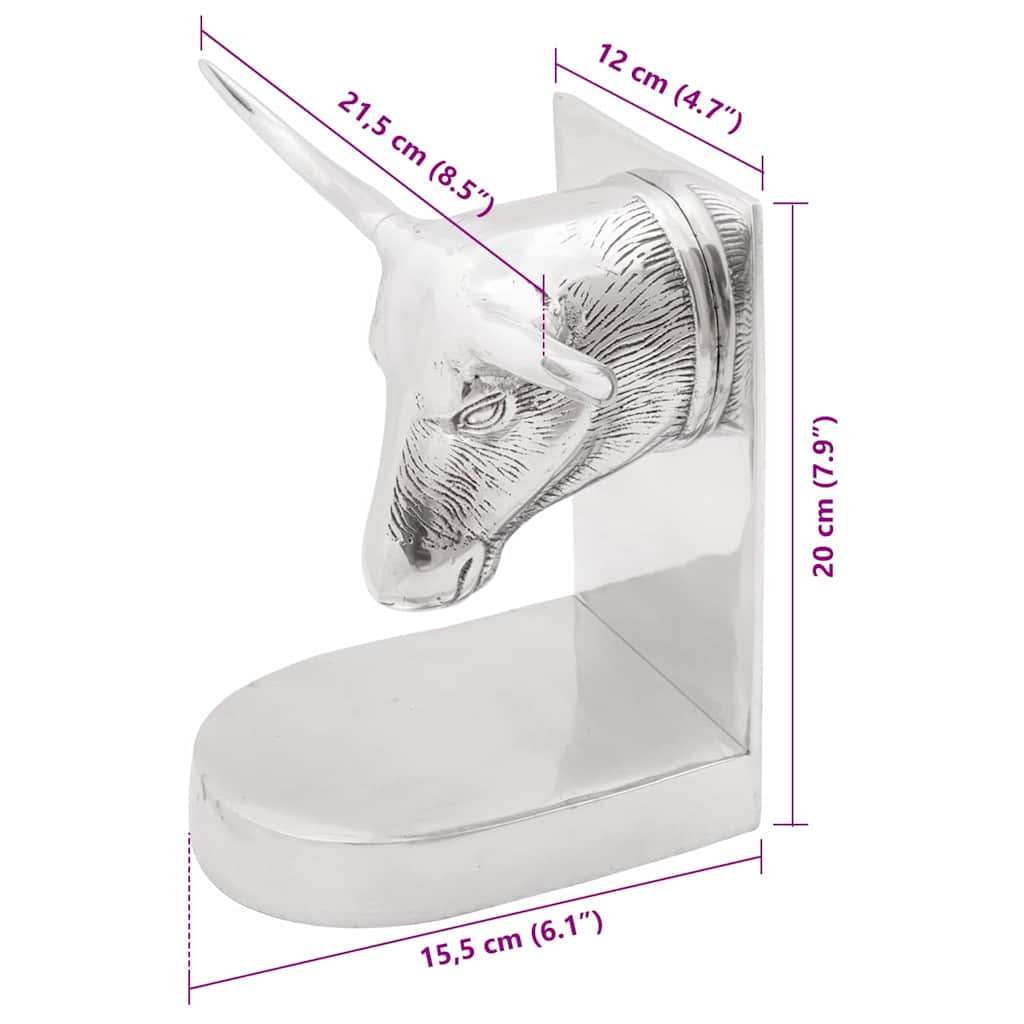 Fermalibri 2 pcs Argento 21,5 x 15,5 x 20 cm Alluminio | homemem39