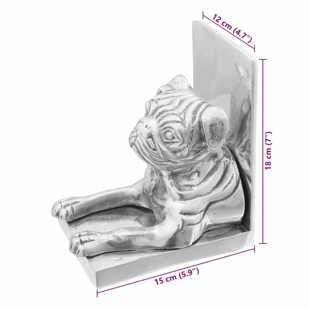 Fermalibri 2 pcs Argento 12 x 15 x 18 cm Alluminio | homemem39