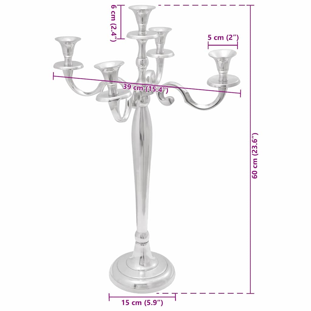 Candelabro Argento 39 x 39 x 60 cm Alluminio