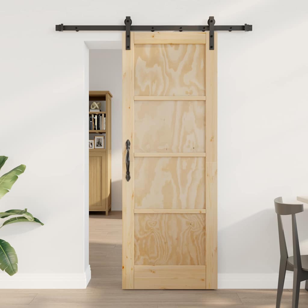Porta scorrevole Naturale e nero 73.5 x 198.5 cm