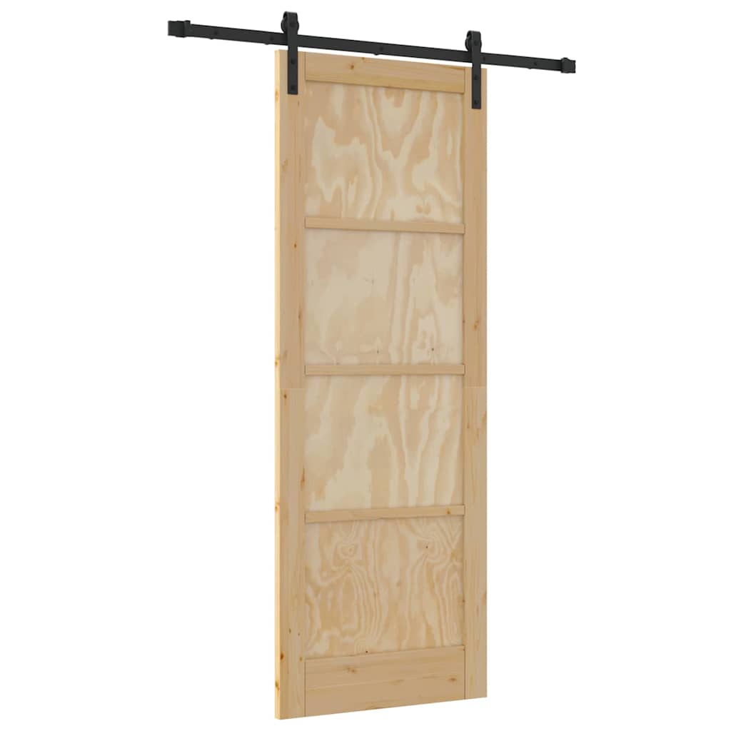 Porta scorrevole Naturale e nero 78 x 211 cm