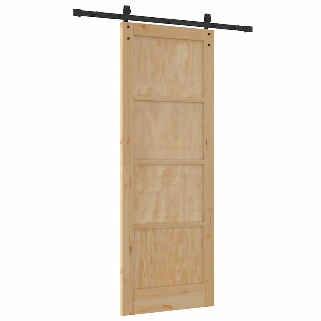 Porta scorrevole Naturale e nero 78 x 211 cm
