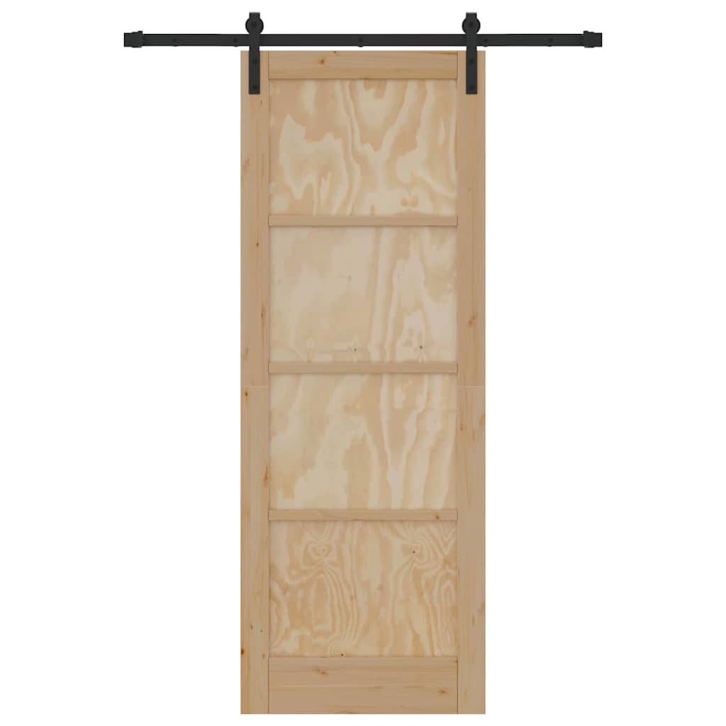 Porta scorrevole Naturale e nero 78 x 211 cm