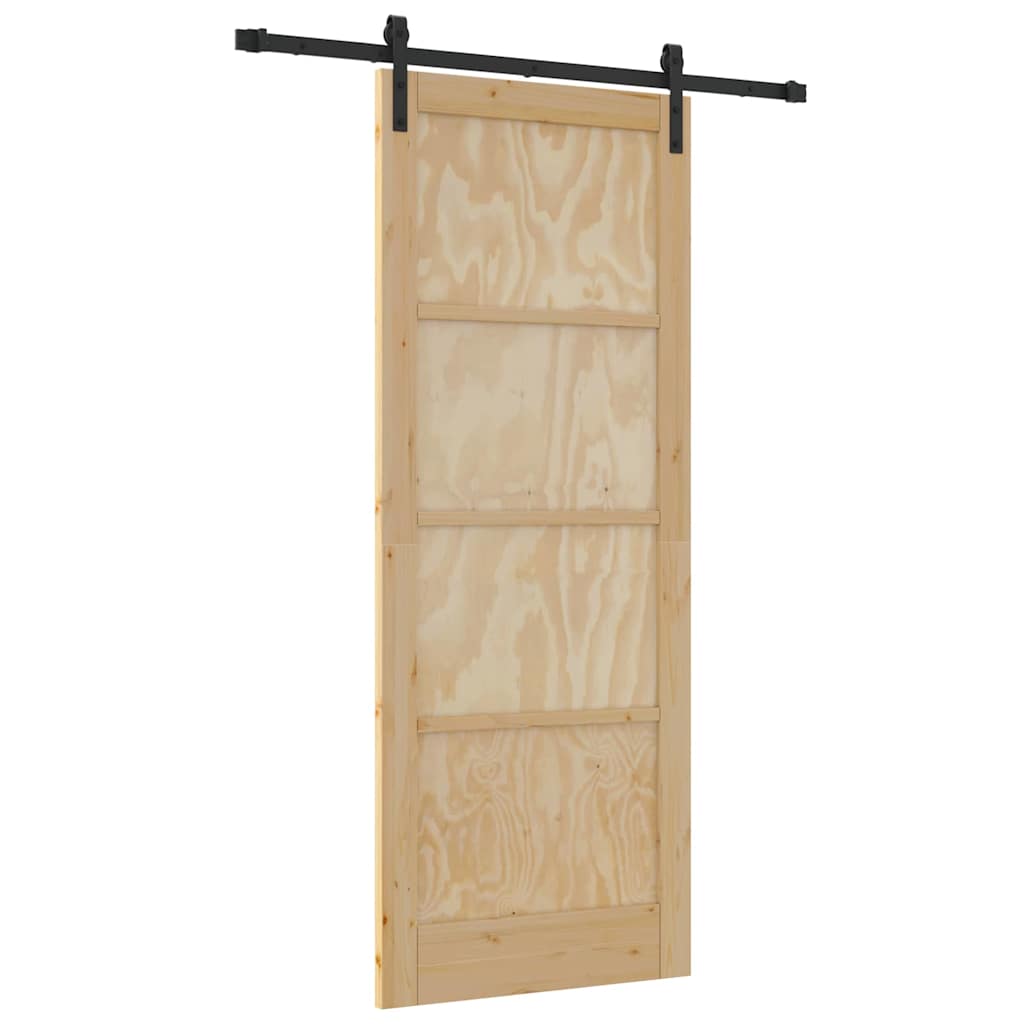Porta scorrevole Naturale e nero 83 x 211 cm