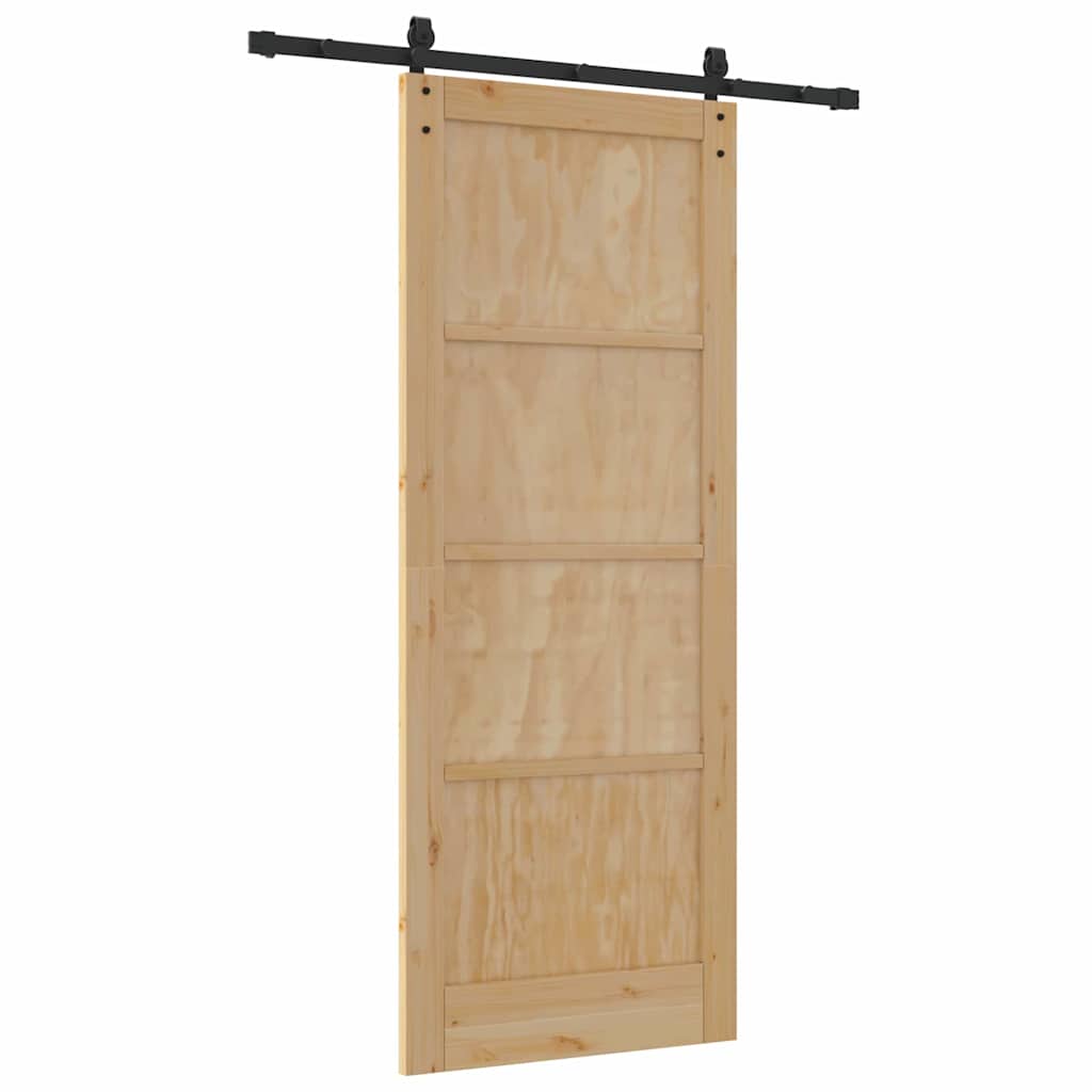 Porta scorrevole Naturale e nero 83 x 211 cm