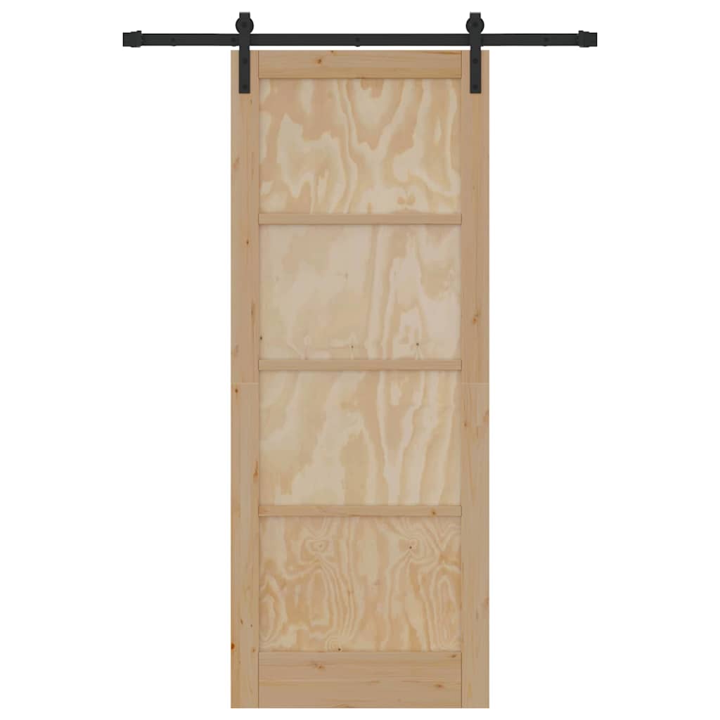 Porta scorrevole Naturale e nero 83 x 211 cm