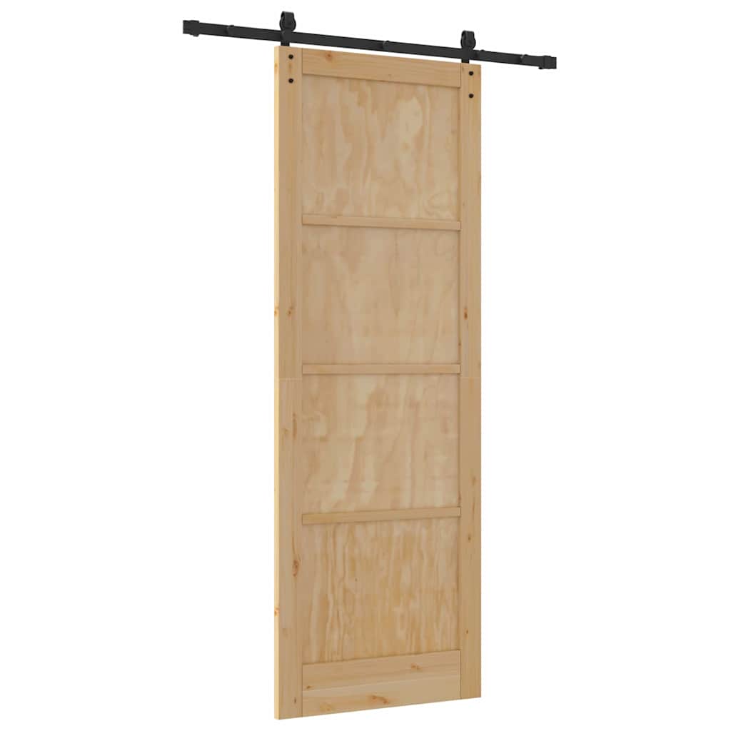 Porta scorrevole Naturale e nero 83 x 232 cm