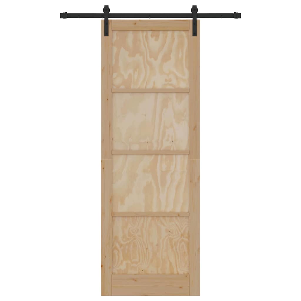 Porta scorrevole Naturale e nero 83 x 232 cm