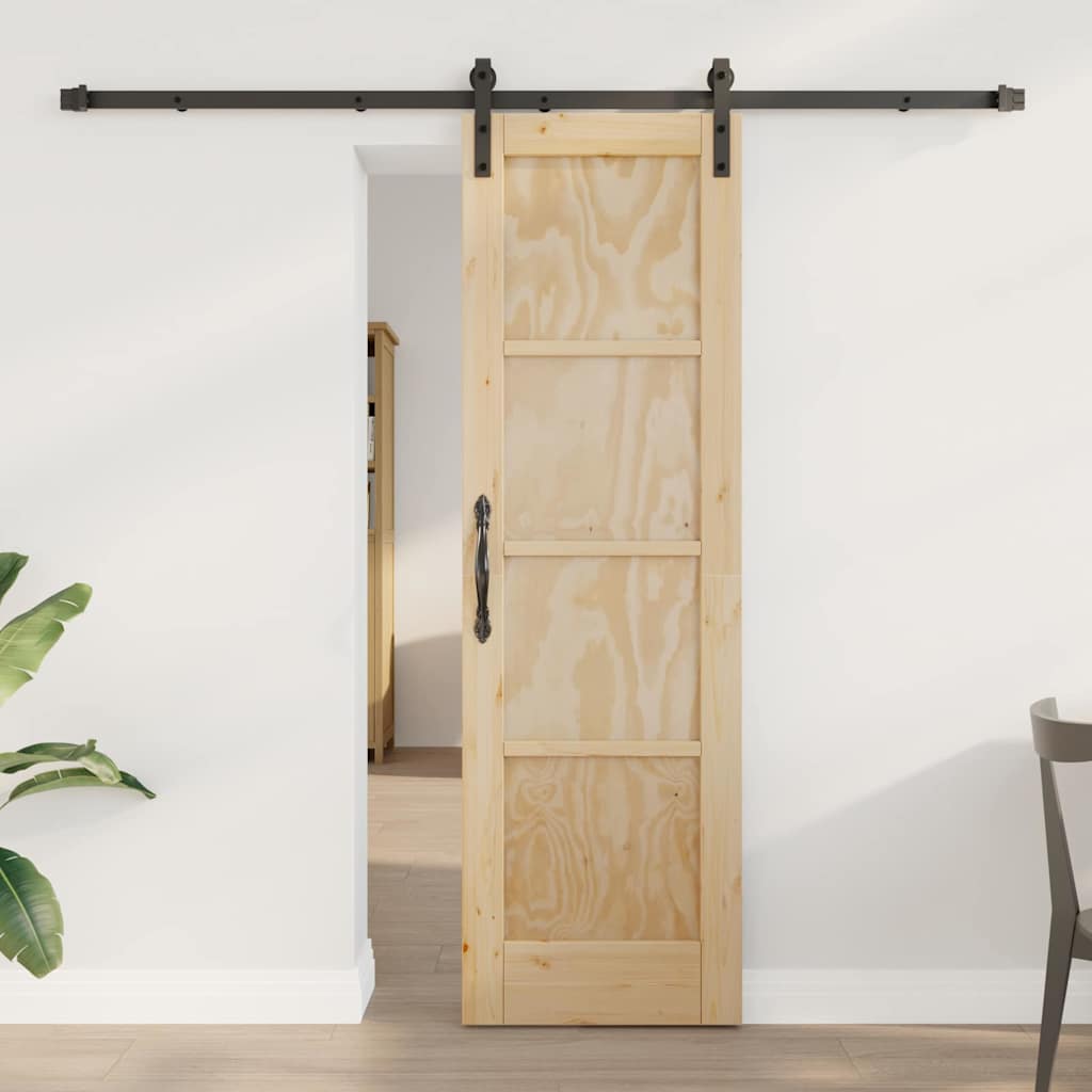 Porta scorrevole Naturale e nero 61 x 198.5 cm