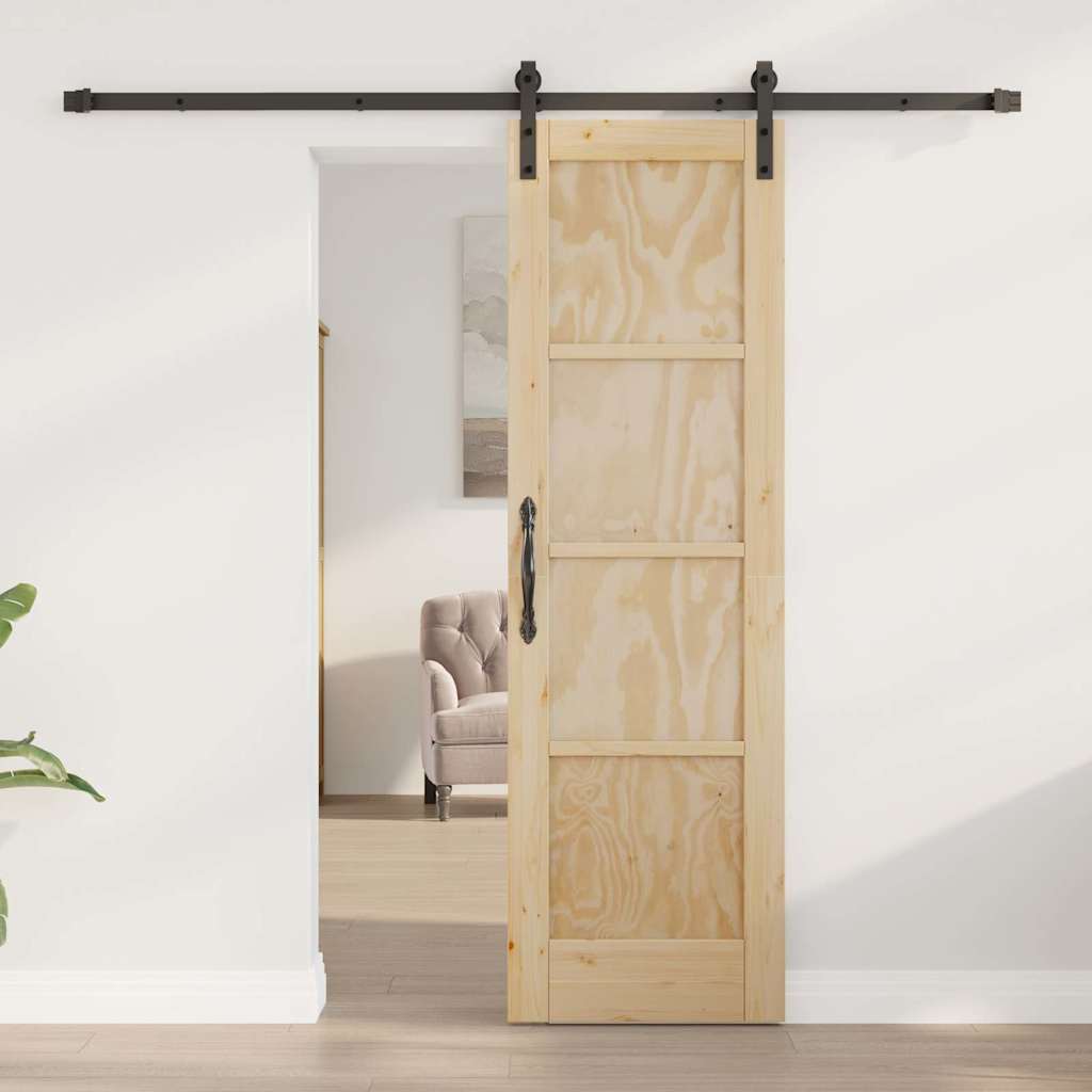 Porta scorrevole Naturale e nero 61 x 198.5 cm