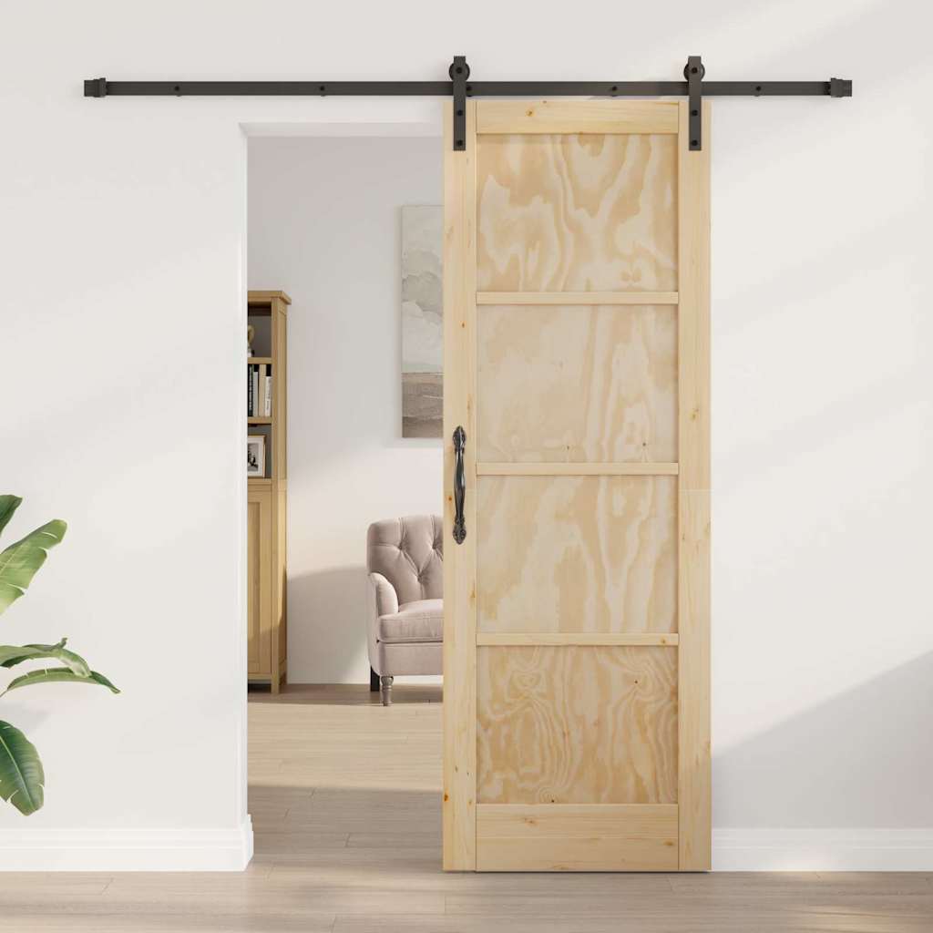 Porta scorrevole Naturale e nero 73.5 x 211 cm