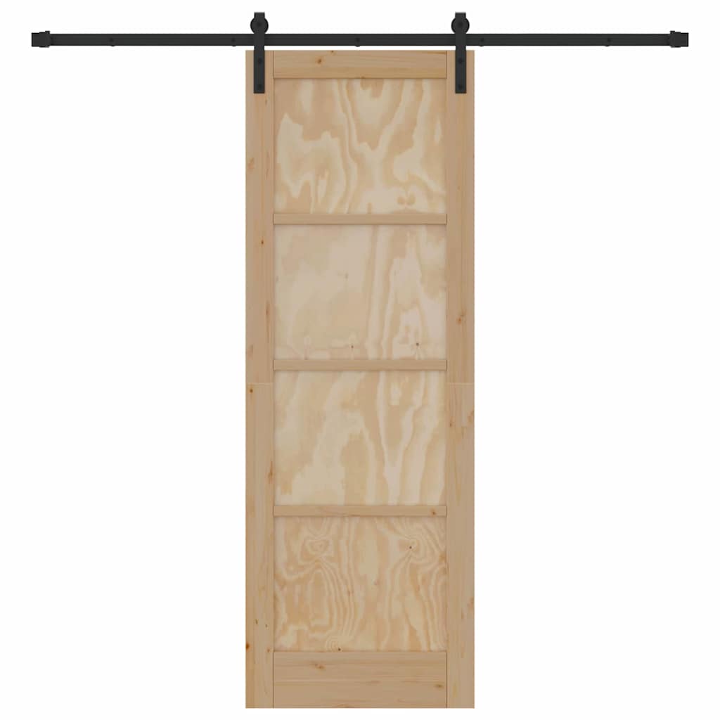 Porta scorrevole Naturale e nero 73.5 x 211 cm