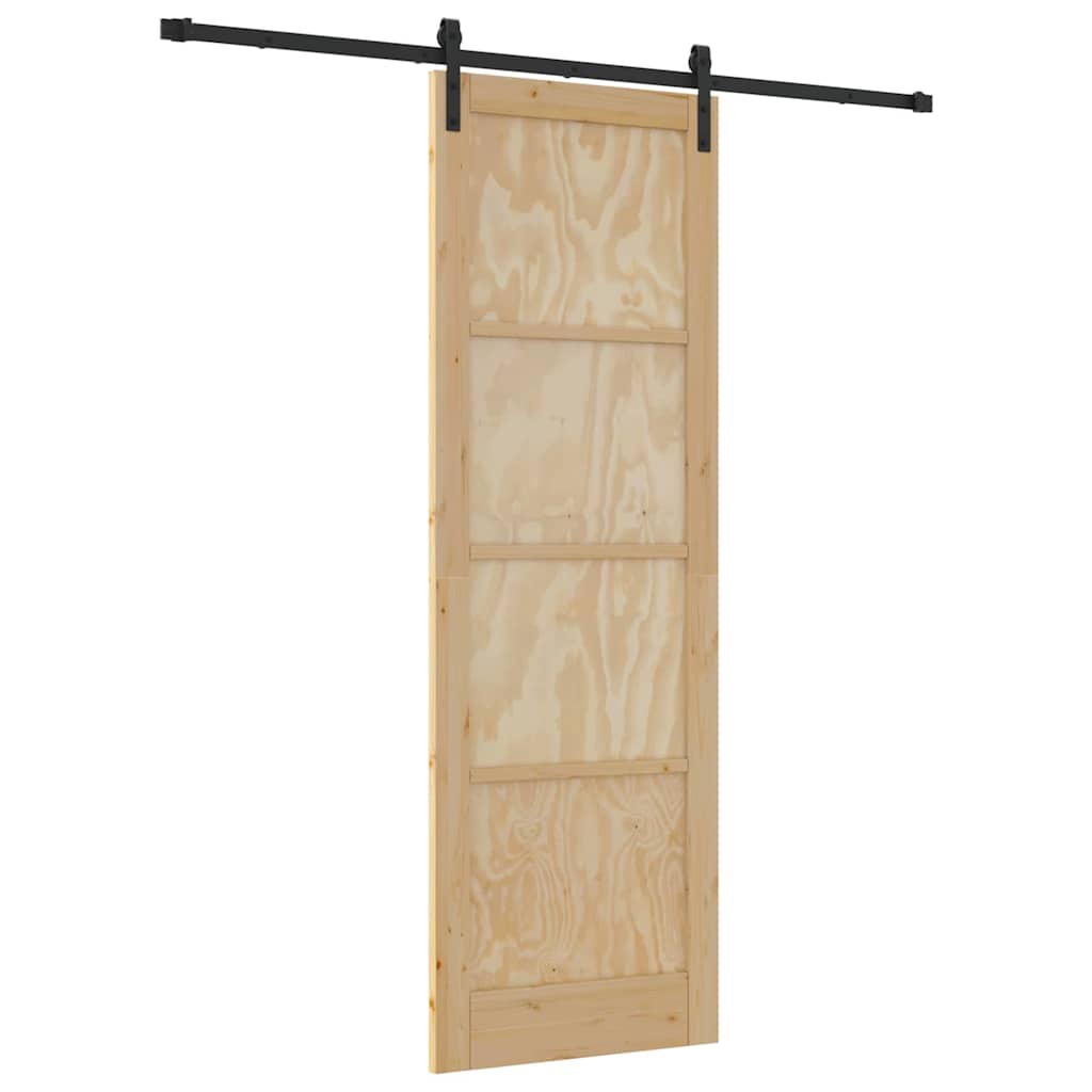 Porta scorrevole Naturale e nero 78 x 232 cm