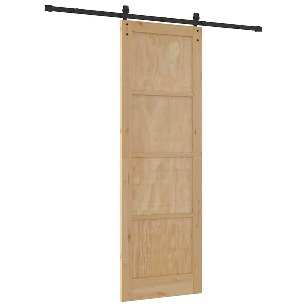 Porta scorrevole Naturale e nero 78 x 232 cm