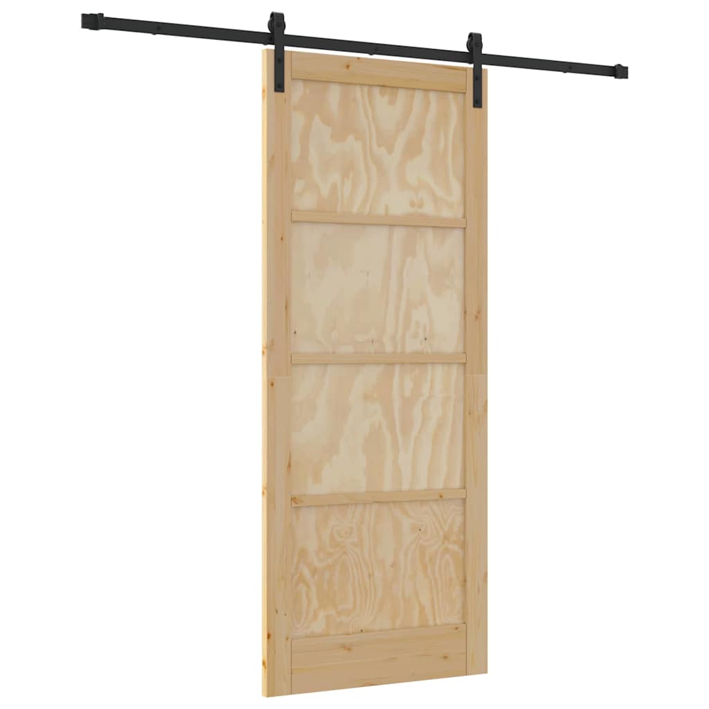 Porta scorrevole Naturale e nero 86 x 211 cm