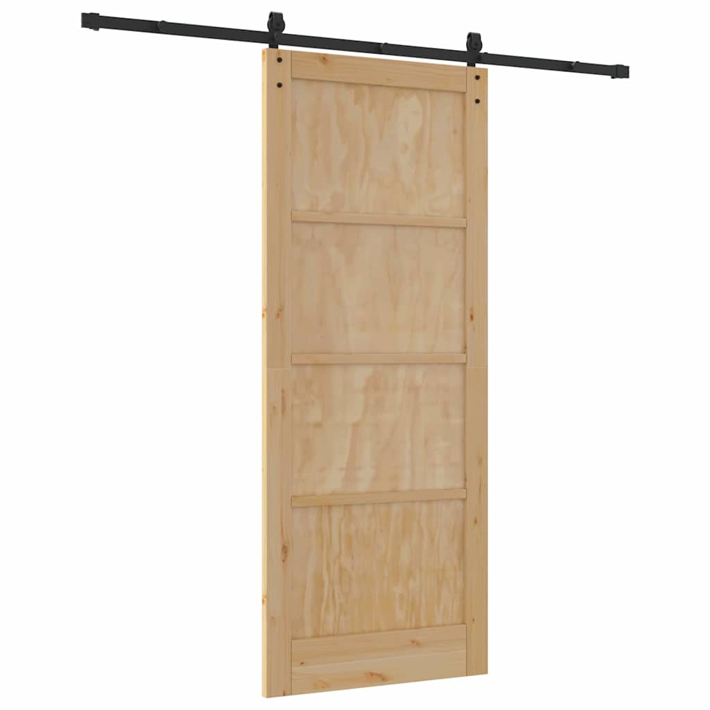 Porta scorrevole Naturale e nero 86 x 211 cm