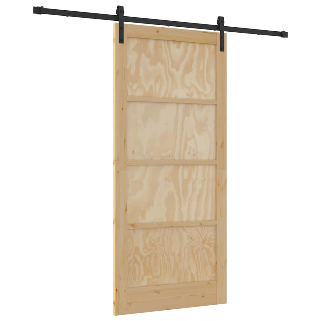 Porta scorrevole Naturale e nero 93 x 202 cm