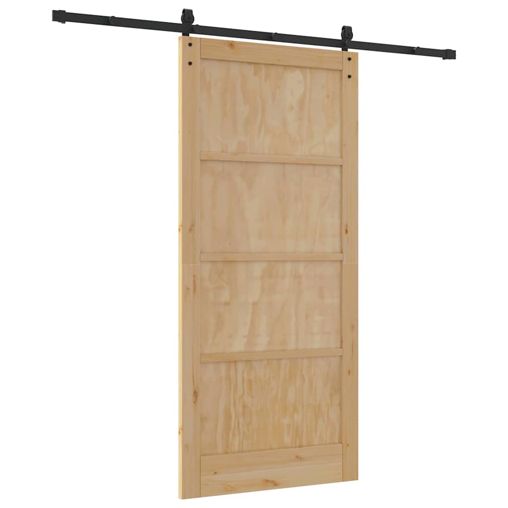 Porta scorrevole Naturale e nero 93 x 202 cm