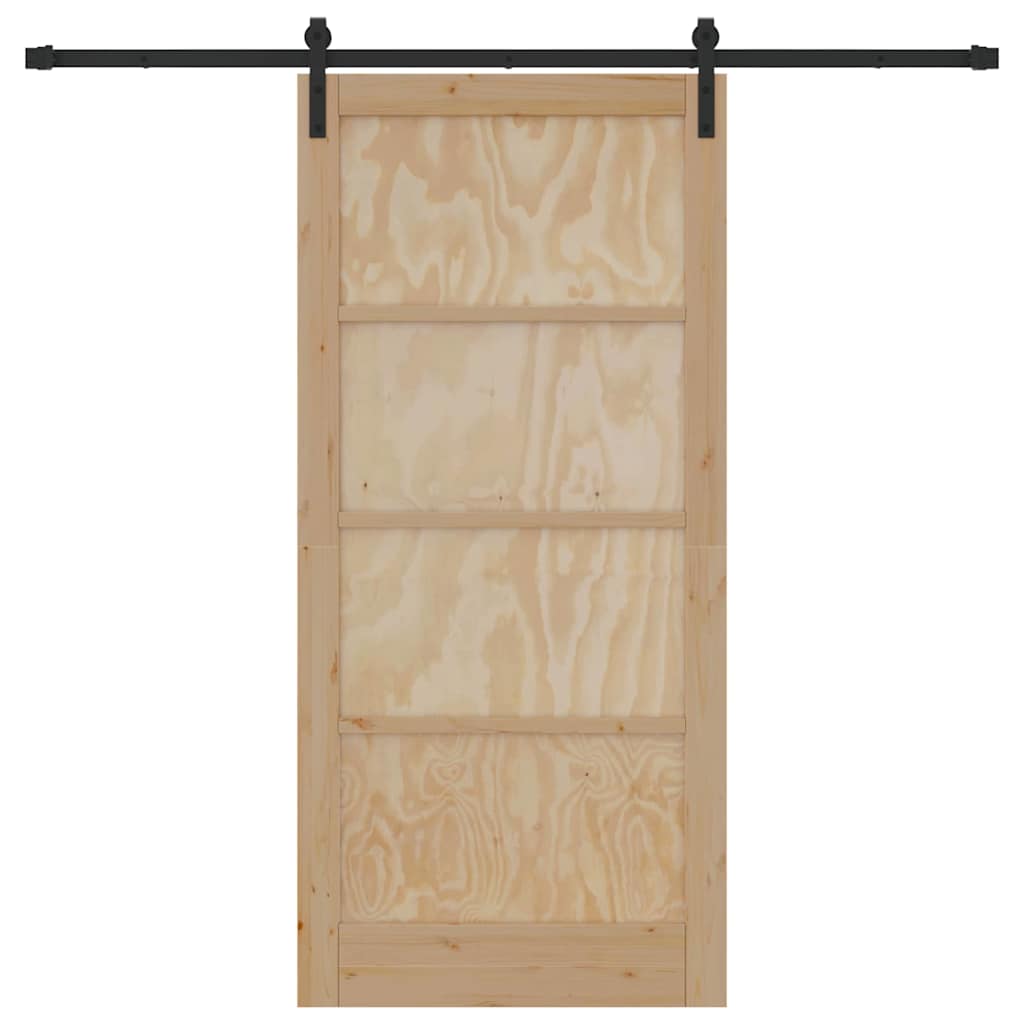 Porta scorrevole Naturale e nero 93 x 202 cm