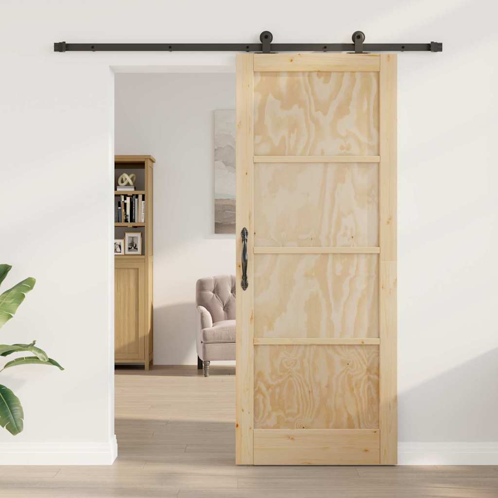 Set di Porte Scorrevoli Naturale e nero 83 x 211 cm