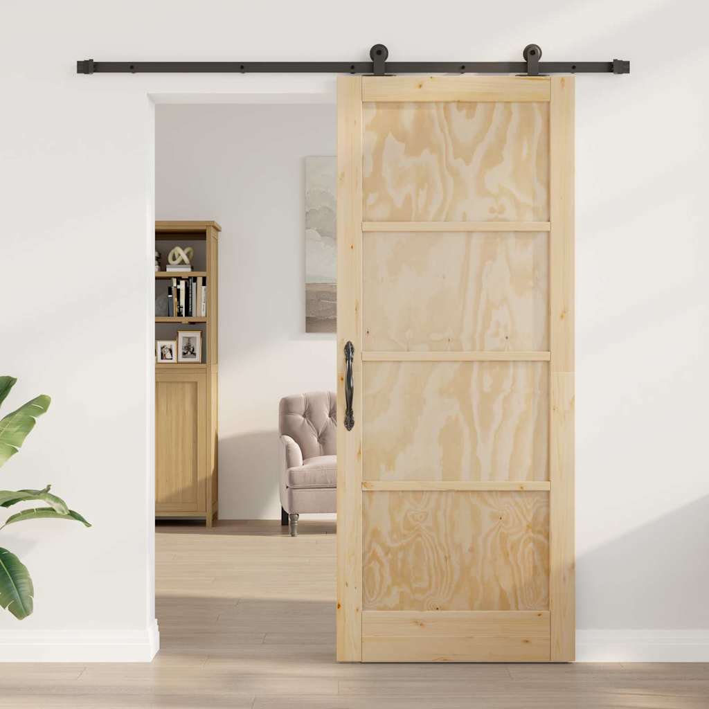 Set di Porte Scorrevoli Naturale e nero 86 x 211 cm