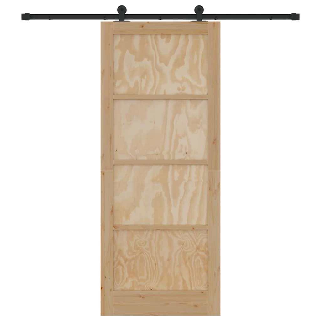 Set di Porte Scorrevoli Naturale e nero 86 x 211 cm