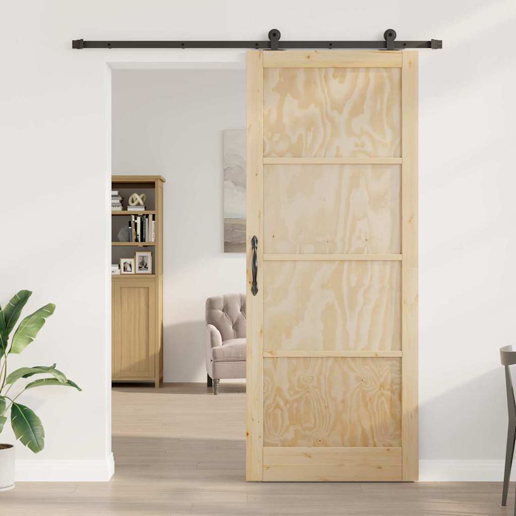 Set di Porte Scorrevoli Naturale e nero 93 x 232 cm