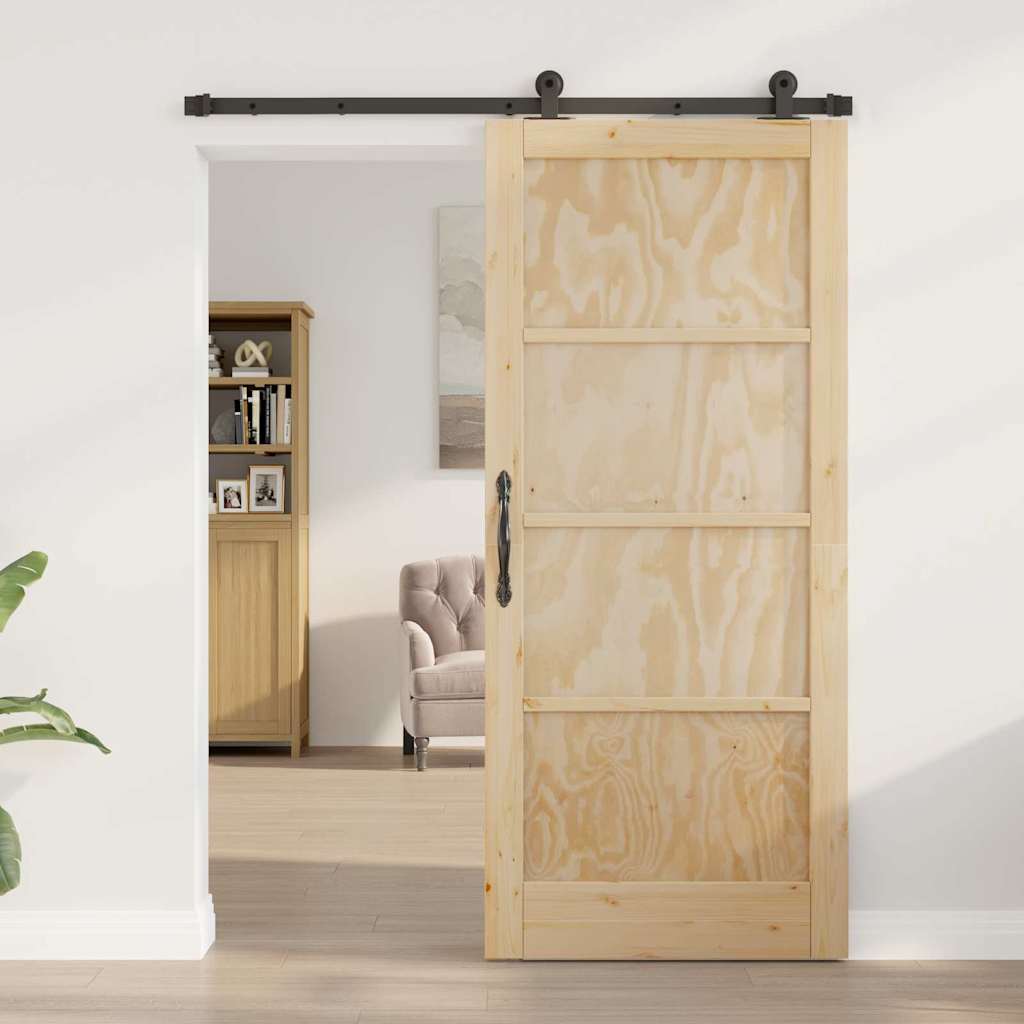 Porta Scorrevole ORKDAL Naturale e nero 86 x 198.5 cm