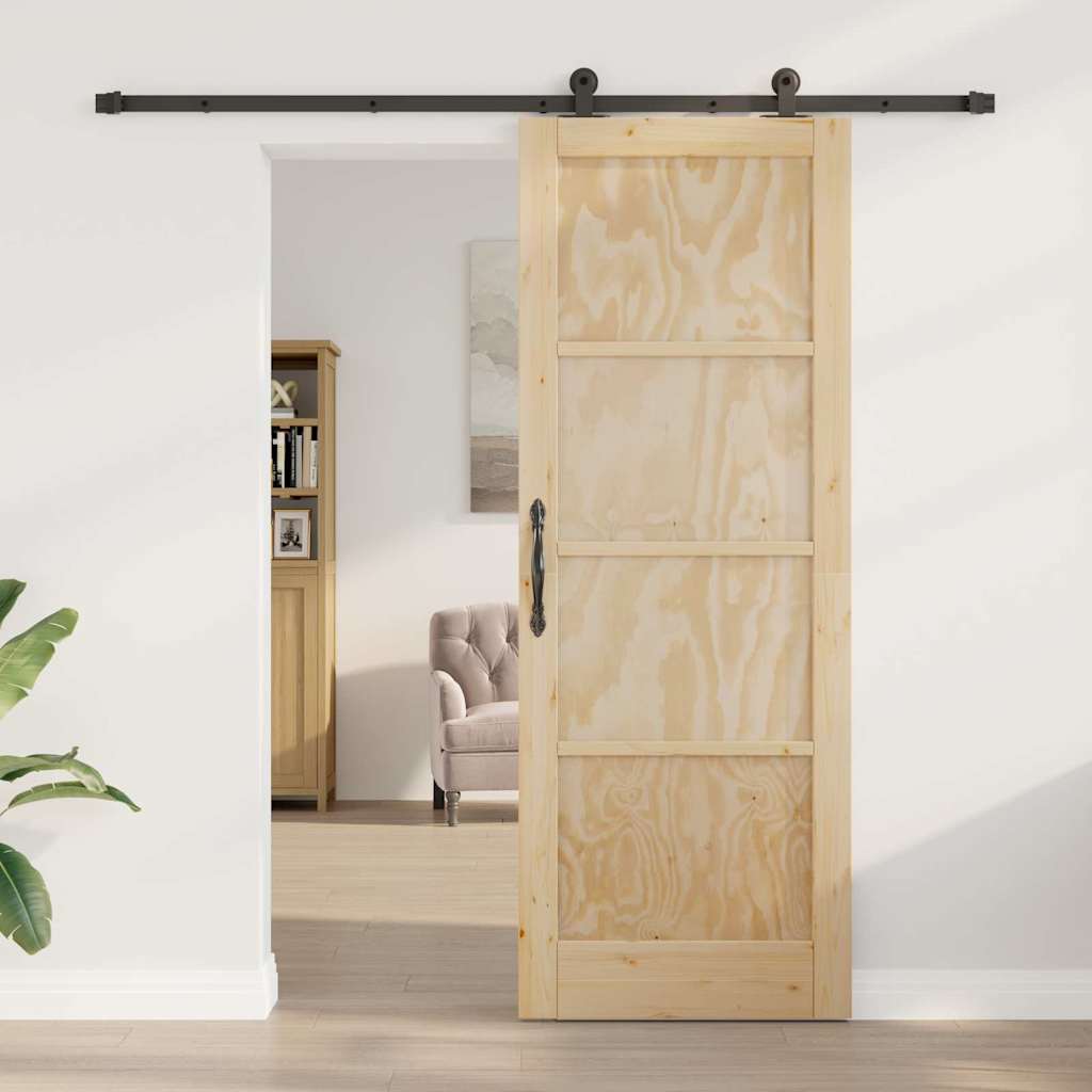 Porta Scorrevole ORKDAL Naturale e nero 78 x 211 cm