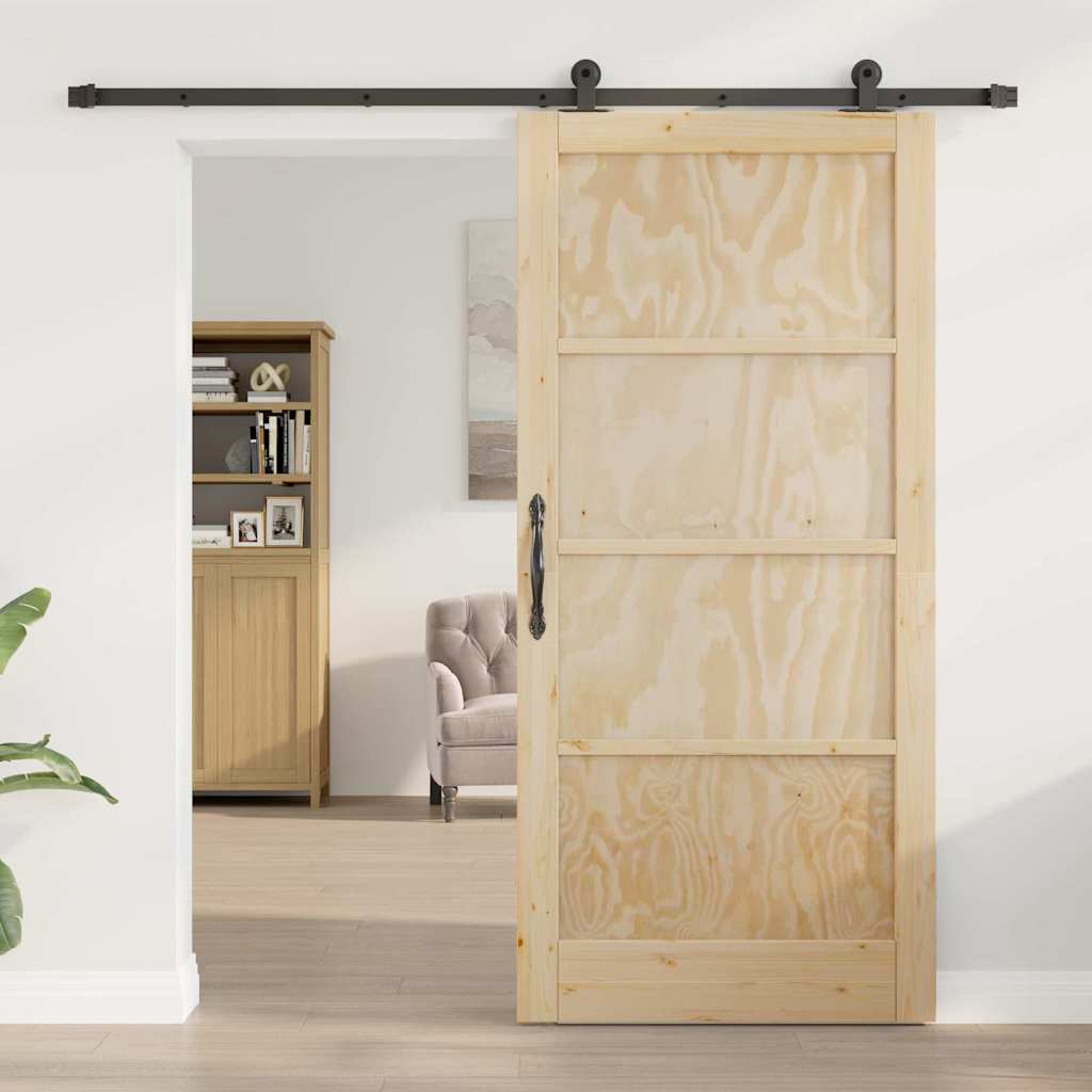 Porta Scorrevole ORKDAL Naturale e nero 93 x 202 cm