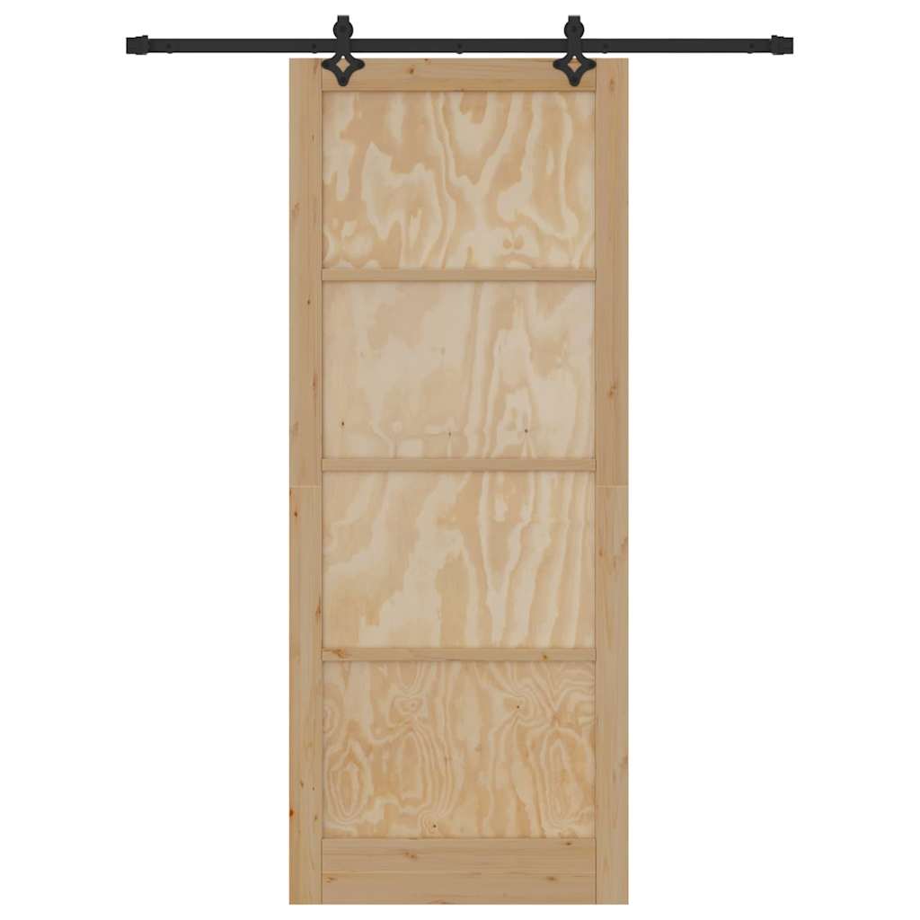 Porta Scorrevole Naturale e nero 93 x 232 cm