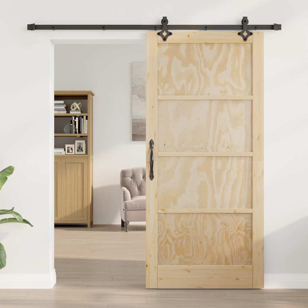 Porta Scorrevole Naturale e nero 93 x 202 cm