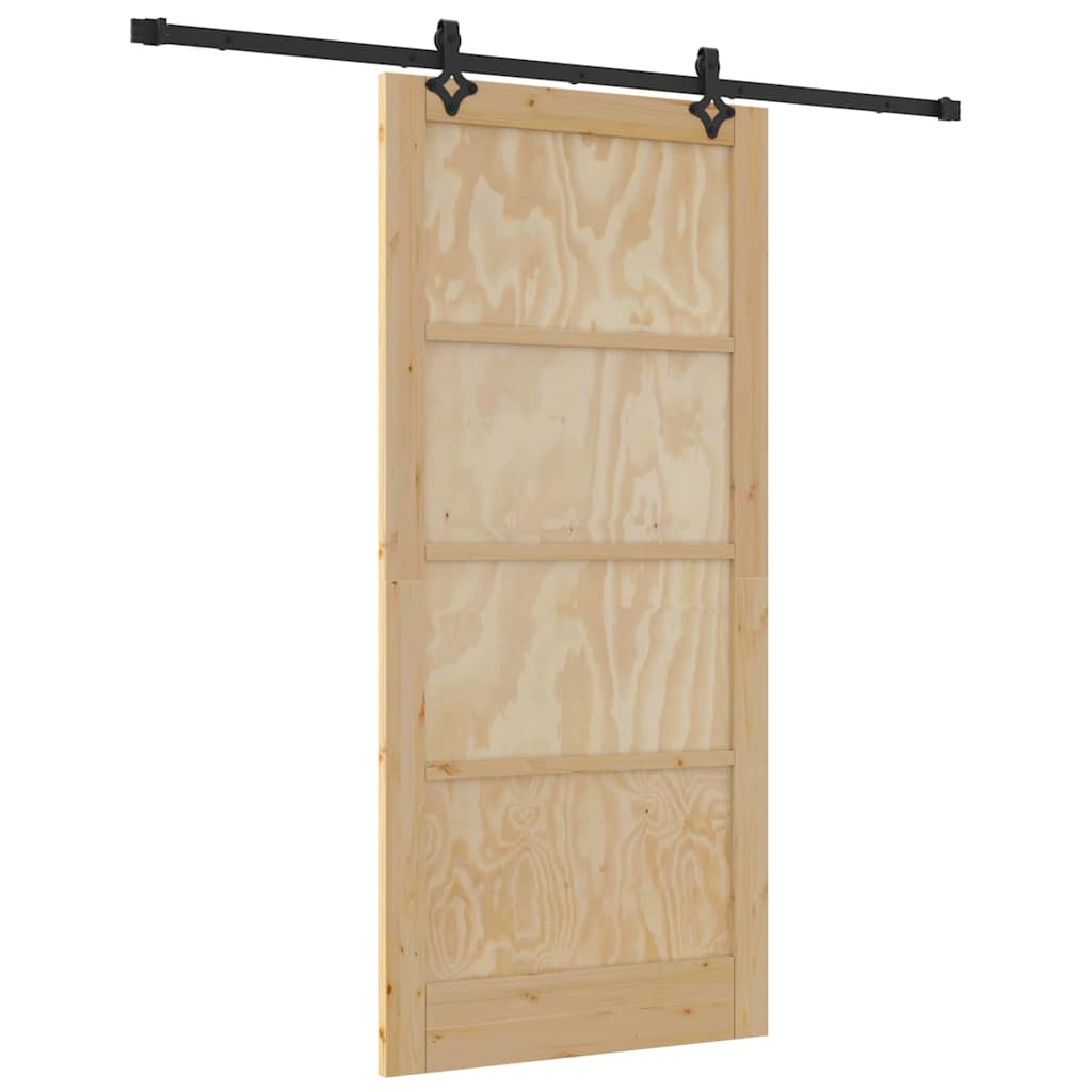 Porta Scorrevole Naturale e nero 93 x 202 cm