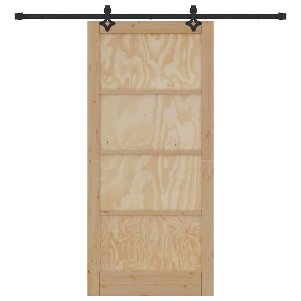 Porta Scorrevole Naturale e nero 93 x 202 cm
