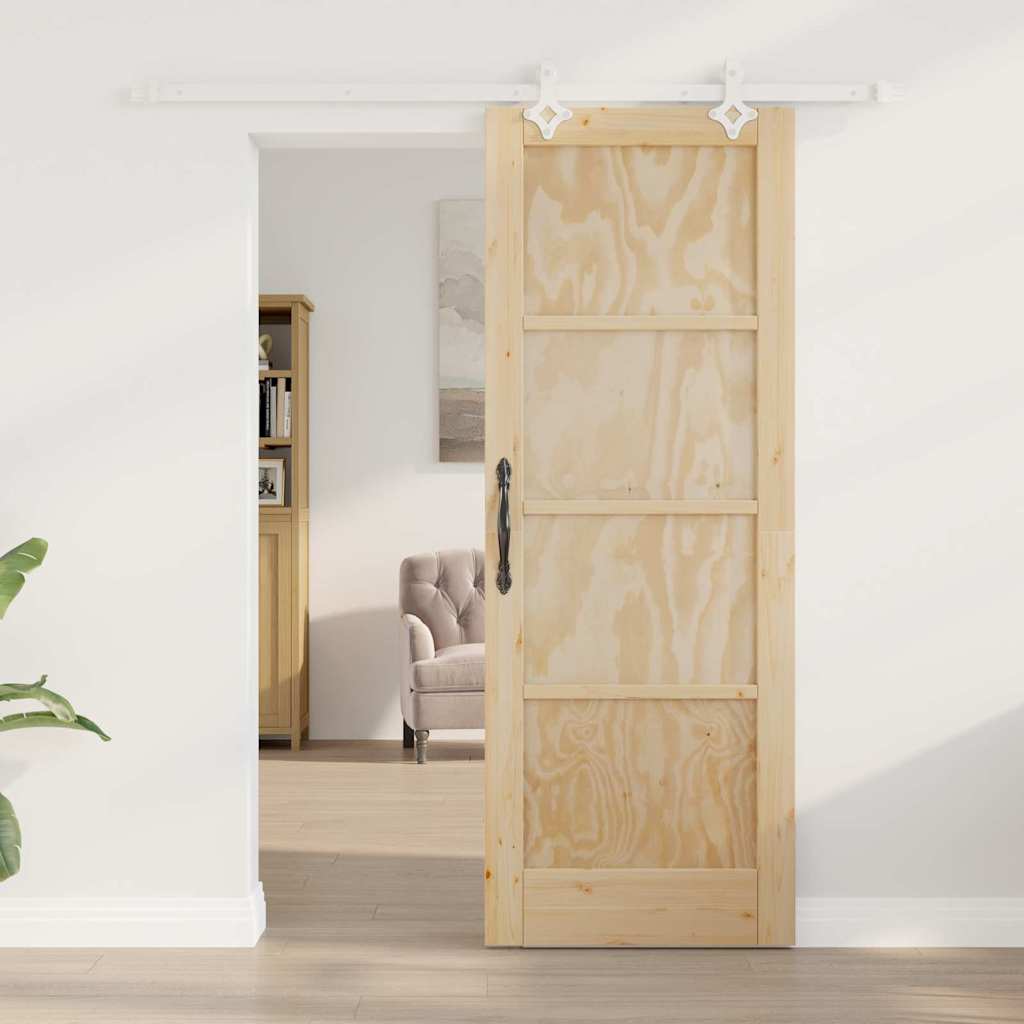 Porta Scorrevole Naturale e bianco 73.5 x 198.5 cm