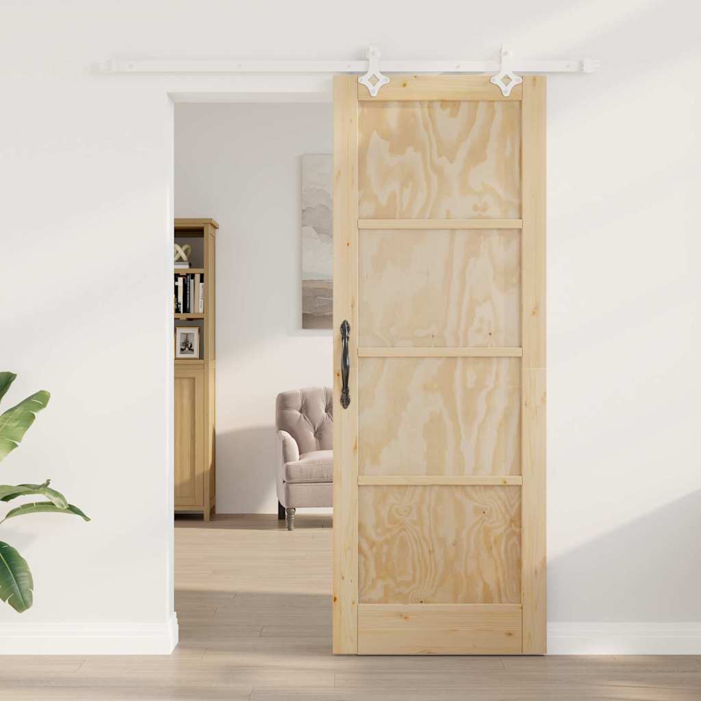 Porta Scorrevole Naturale e bianco 78 x 211 cm