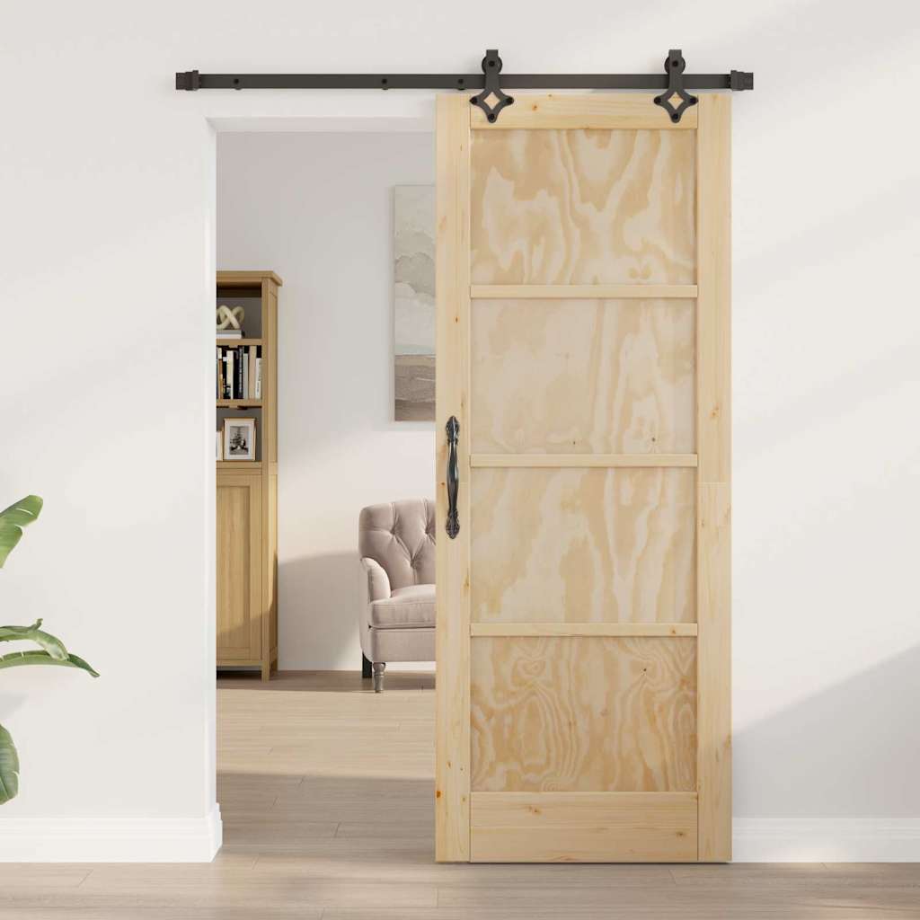 Set Porta Scorrevole ORKDAL Naturale e nero 78 x 202 cm